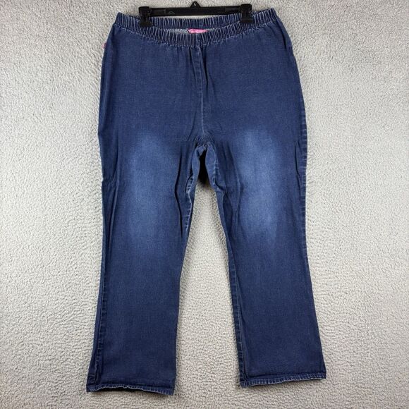 Woman Within Blue Stretchy Comfort Petite Ankle Jeans Size 18WP Pull On - Picture 1 of 10